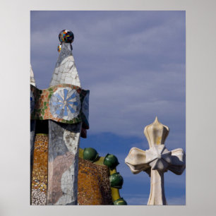 Spain, Catalonia, Barcelona. Casa Batllo (1906). 3 Poster