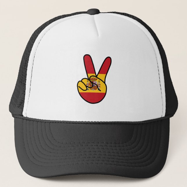 Spain Flag V Sign Truckerkappe (Vorderseite)