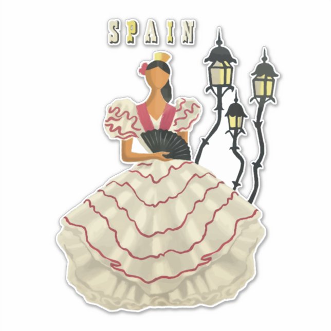 Spain Travel Spanish Flamenco Dancer woman Art   Aufkleber (Vorderseite)