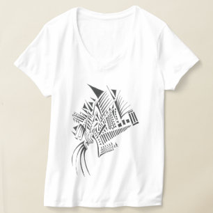 Spalten Schwarz Weiß Abstrakte Stammes-Tattoo-Kuns T-Shirt