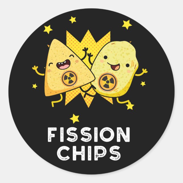 Spaltung Chips Funny Physical Food Pun Dark BG Runder Aufkleber (Vorderseite)
