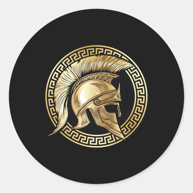Span Helmet Gold Gladiator Wellness-Center Griechi Runder Aufkleber (Vorderseite)
