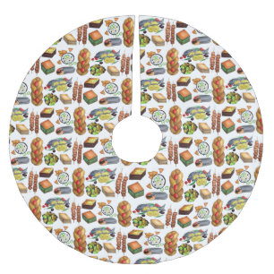Spanakopita Moussaka Baklava Griechisch Food Print Polyester Weihnachtsbaumdecke
