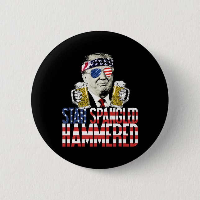 Spangled Hammered Präsident Donald Trump Beer Lieb Button (Vorderseite)