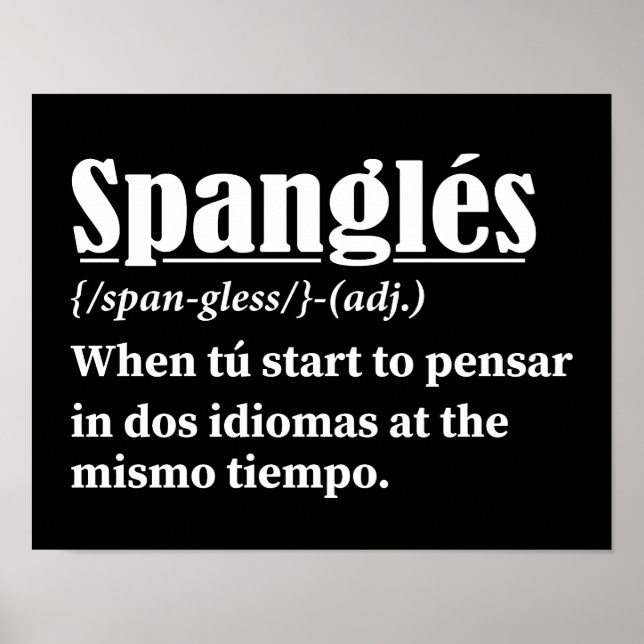 Spanglés Funny Definition zweisprachig Poster (Vorne)