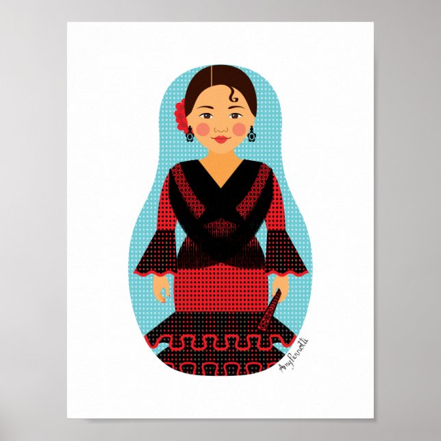 Spaniard Red Dress Matryoshka Poster (Vorne)