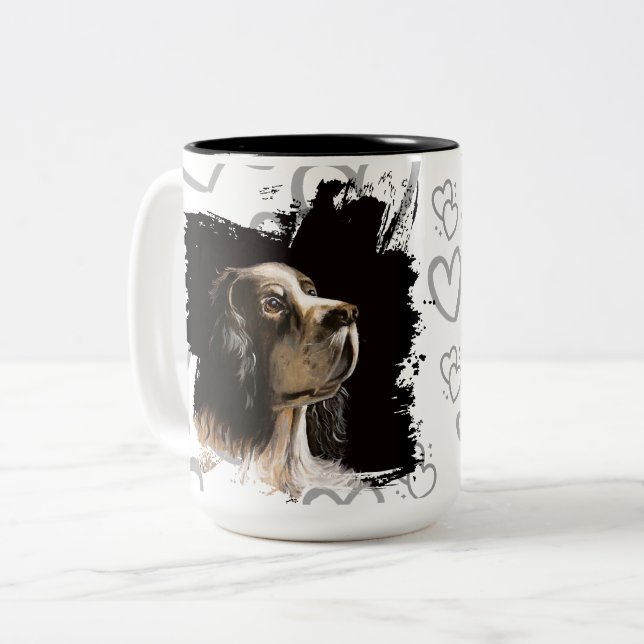 Spaniel dog love mug  zweifarbige tasse (Vorderseite Links)