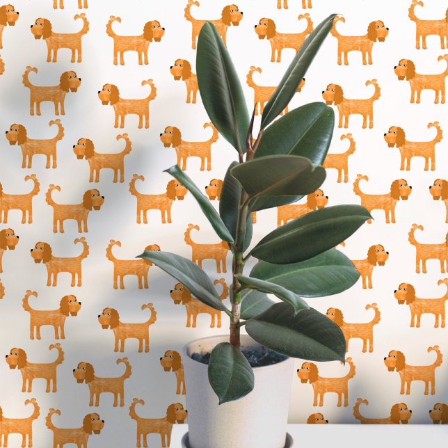 Spaniel Dog Pattern Tapete (Cute Cavalier King Charles Spaniel dog peel and stick wallpaper)
