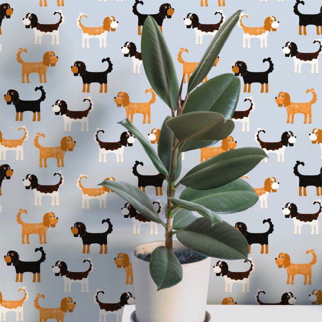 Spaniel Dog Pattern Tapete (Cute Cavalier King Charles Spaniel dog peel and stick wallpaper)
