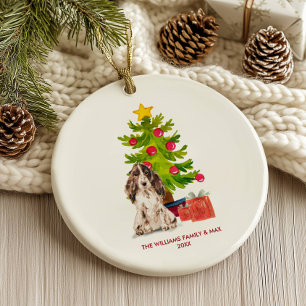 Spaniel Dog Personalisiert Weihnachten Keramik Ornament