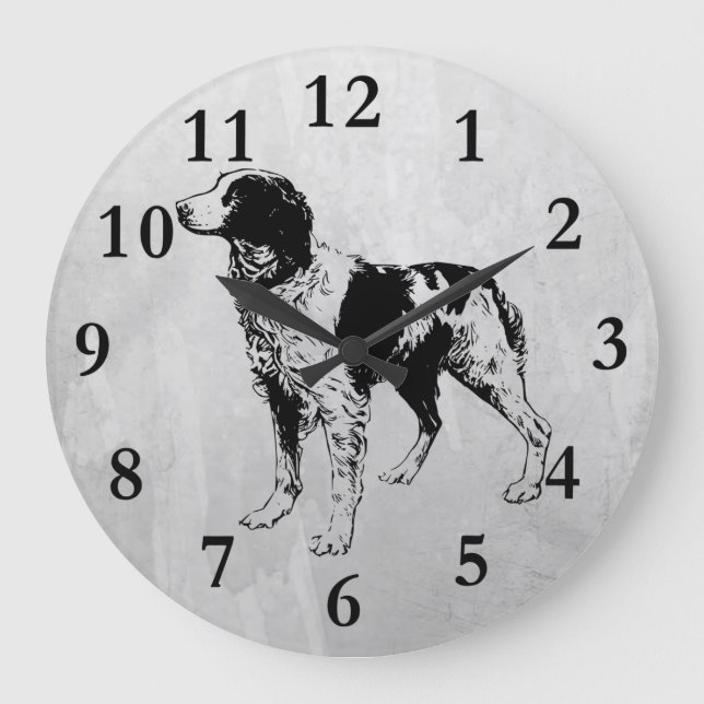 Spaniel Große Wanduhr (Vorderseite)