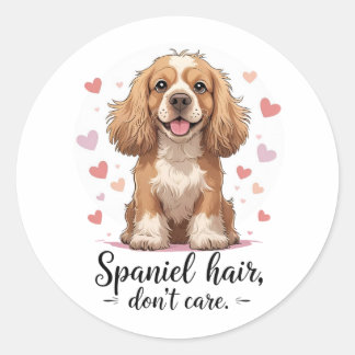 Spaniel Haar, Wen Kümmerts | Cocker Spaniel Unorde Runder Aufkleber