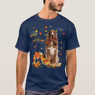 Spaniel Hund Hallo Herbst für Hund Lover Thanksgiv T-Shirt