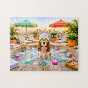 Spaniel im Wellness-Pool