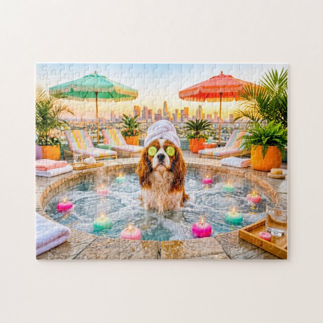 Spaniel im Wellness-Pool (Horizontal)