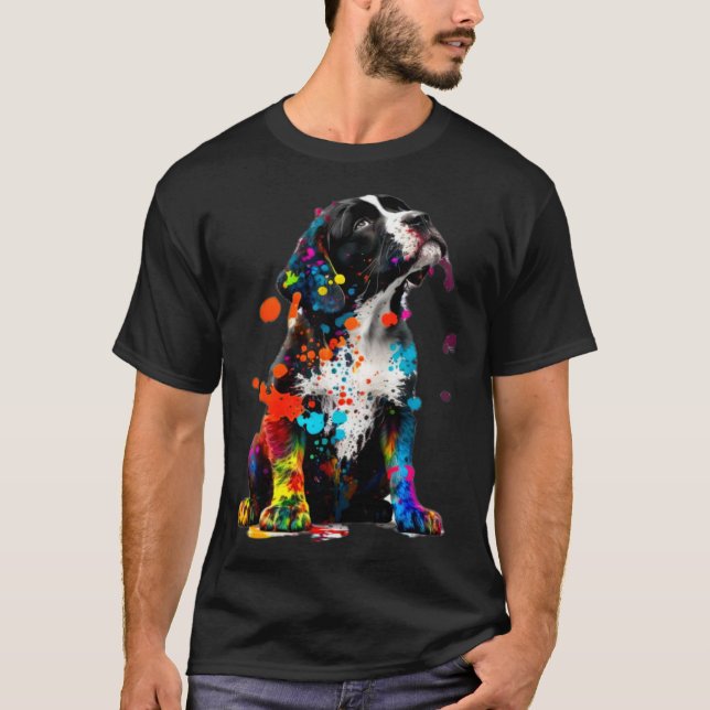 Spaniel Puppy Dog Paint Splatter Puppy Dog T-Shirt (Vorderseite)