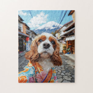Spaniel-Selfie am Mount Fuji