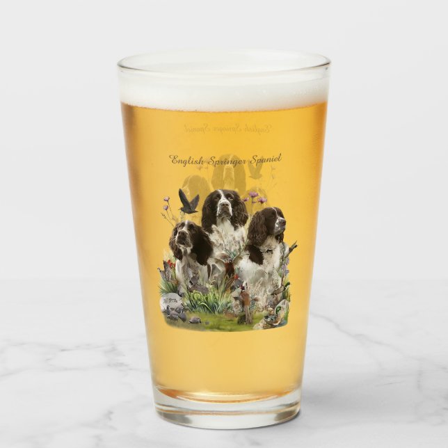 Spaniels "English Springer", Art Glas (Vorne (Gefüllt))