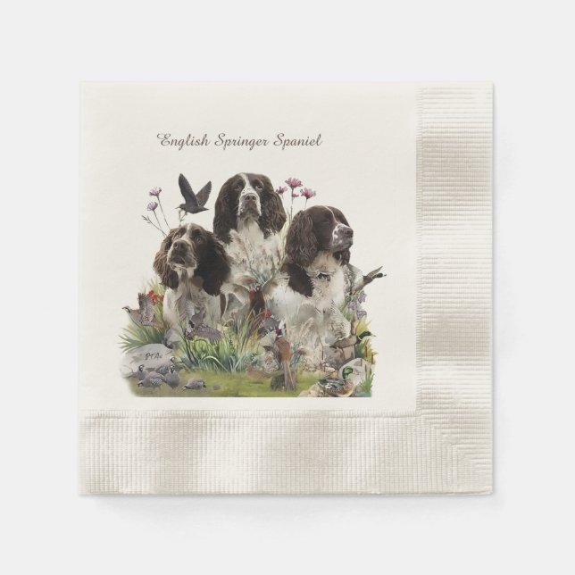 Spaniels "English Springer", Art Serviette (Vorderseite)