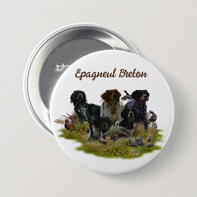 Spaniels in der Bretagne, Vogeljagd Button (Vorne & Hinten)