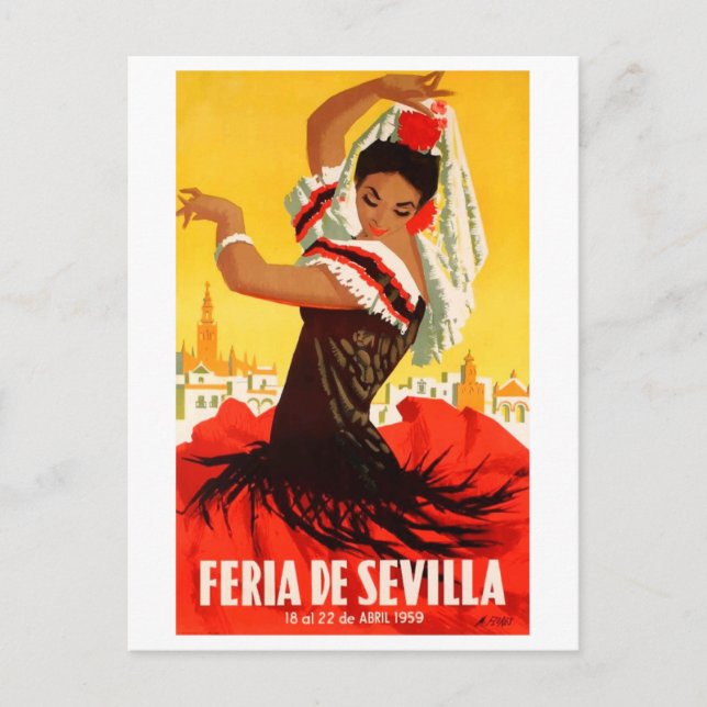 Spanien 1959 Sevilla April Fair Poster Postkarte (Vorderseite)