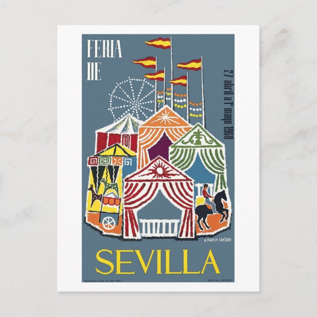 Spanien 1960 Sevilla Festival Poster Postkarte (Vorderseite)