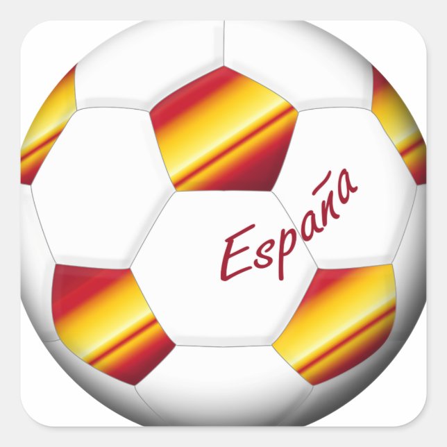 SPANIEN Ball des Fußballs Farben der spanischen Quadratischer Aufkleber (Vorderseite)