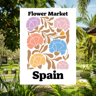 Spanien Blumenmarkt Farbige Nelken Blumen Postkarte