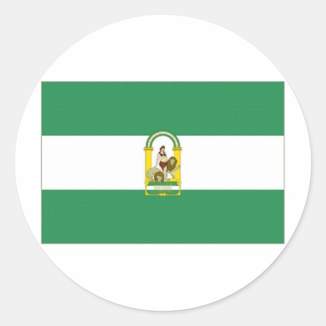 Spanien Flagge Andalusiens Runder Aufkleber (Vorderseite)