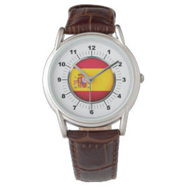 Spanien-Flagge - Brauner Lederstreifen beobachten Armbanduhr
