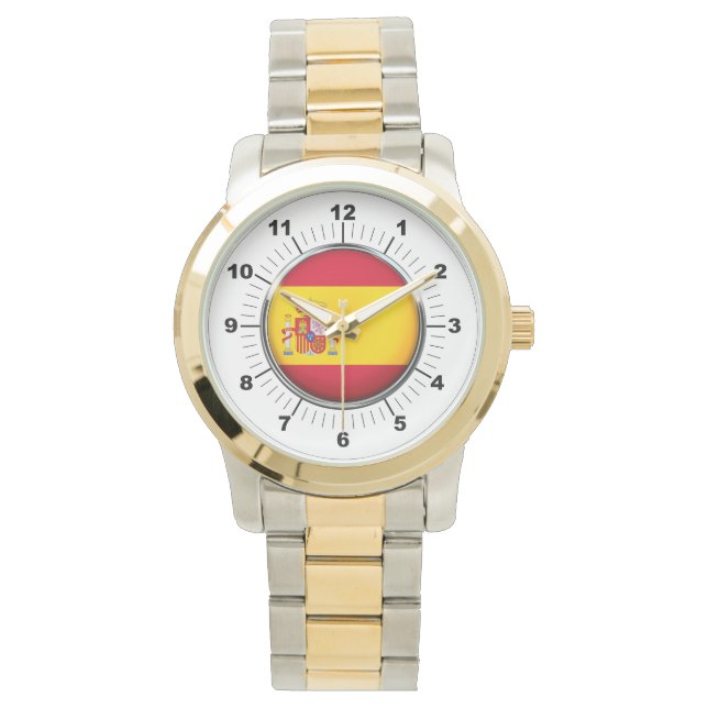 Spanien-Flagge für Männer - Zwei-Tonen-Uhr Armbanduhr (Vorderseite)