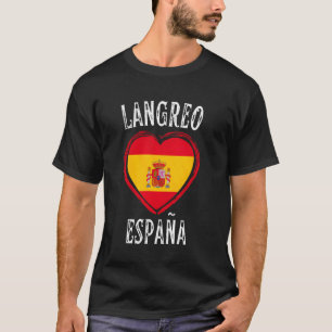Spanien Flagge Herz Langreo Stadt T-Shirt