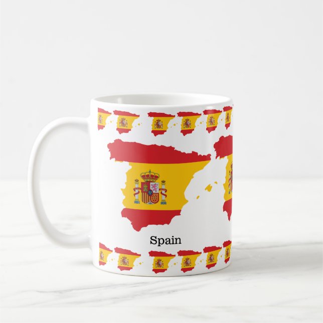Spanien Flagge innerhalb der Karte Souvenir Design Kaffeetasse (Links)