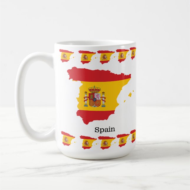 Spanien Flagge innerhalb der Karte Souvenir Design Kaffeetasse (Links)