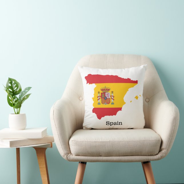 Spanien Flagge innerhalb der Karte Souvenir Design Kissen (Stuhl )