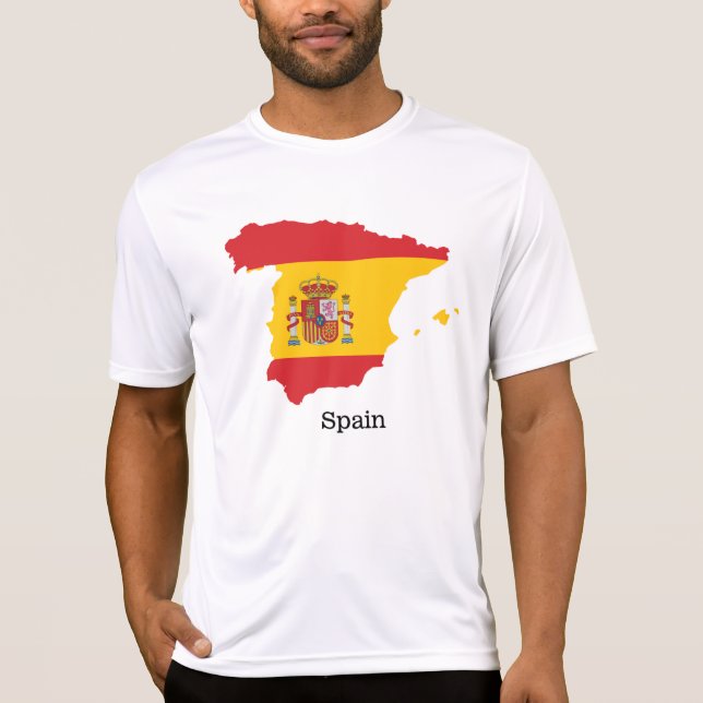 Spanien Flagge innerhalb der Karte Souvenir Design T-Shirt (Vorderseite)