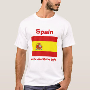 Spanien-Flagge + Karte + Text-T - Shirt
