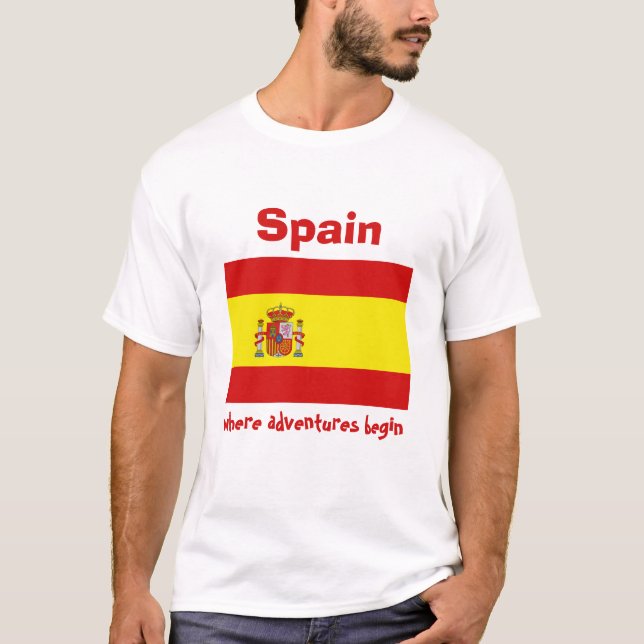 Spanien-Flagge + Karte + Text-T - Shirt (Vorderseite)