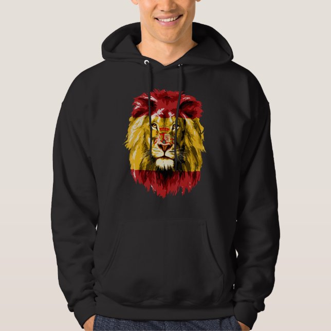 Spanien Flagge Pride Lion Face España Spanien Span Hoodie (Vorderseite)