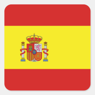 Spanien-Flaggen-Aufkleber Quadratischer Aufkleber