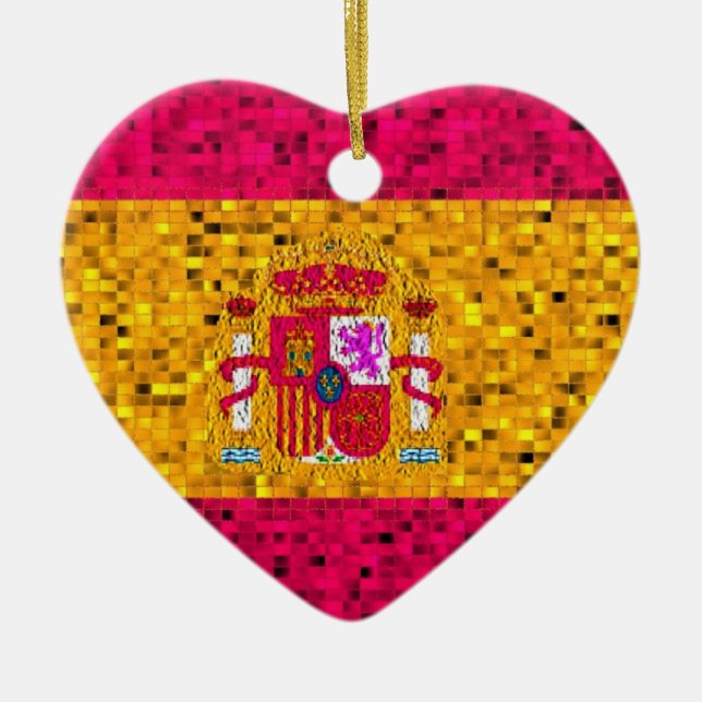 Spanien-Flaggen-Glitterverzierung Keramikornament (Vorne)