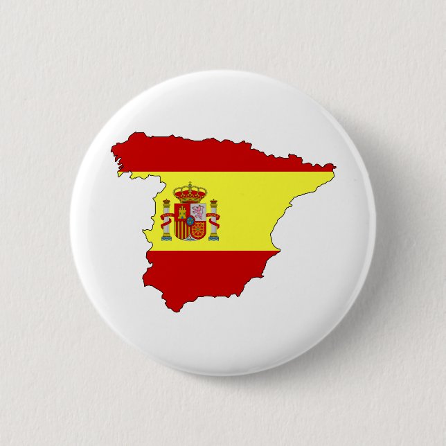 Spanien-Flaggen-Karte Größengleich Button (Vorderseite)