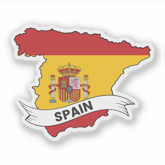 Spanien - Flaggenkarte Aufkleber (Vorderseite)