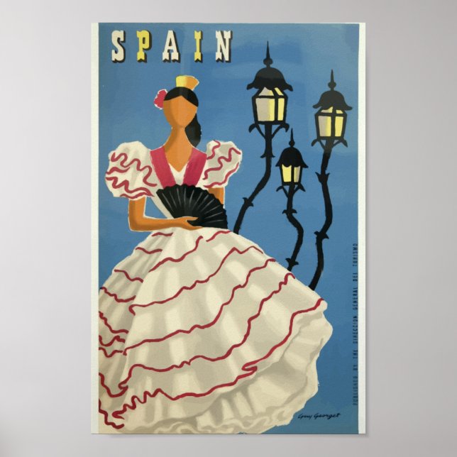 Spanien Flamenco Dancer Vintage Travel Poster (Vorne)