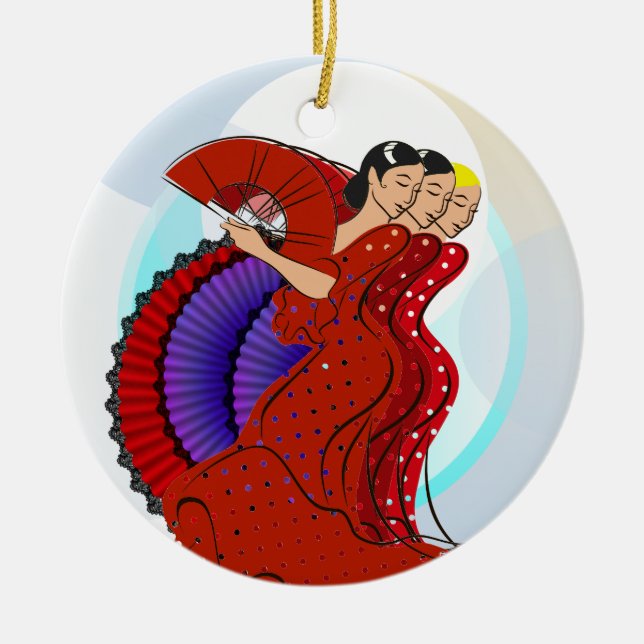 Spanien - Flamenco-Tänzer Keramik Ornament (Vorne)