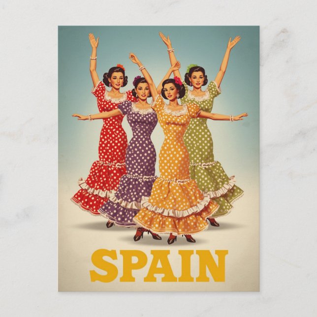 Spanien Flamenco-Tänzer Reise Postkarte (Vorderseite)