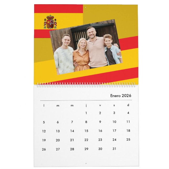 Spanien | Fügen Sie Ihr Foto Spanische Flagge farb Kalender (Jan 2026)