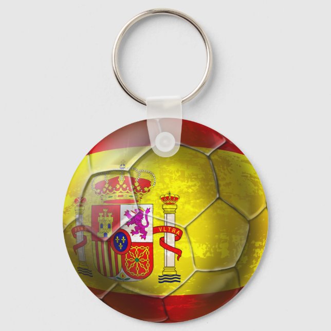 Spanien Fußball-Grunge Ball Spanische Flagge Schlüsselanhänger (Vorderseite)