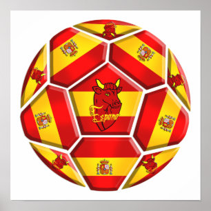 Spanien-Fußball La Furia Roja Toro Flaggen Poster