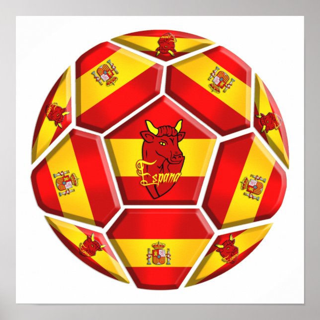 Spanien Fußball La Furia Roja Toro Flaggen Poster (Vorne)